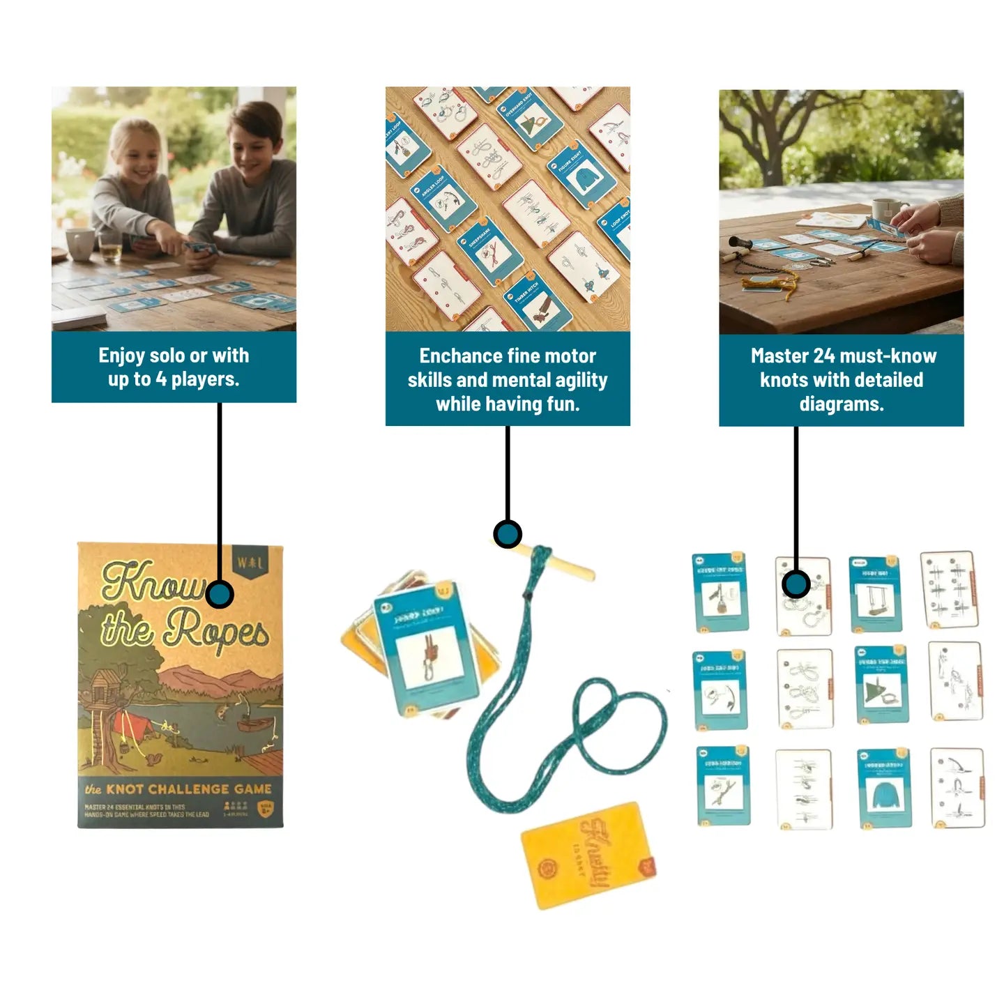 Know the Ropes: Kids Knot Tying Game Outdoor Skills Activity Kit
